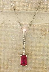 Ruby and Diamond Platinum Pendant Necklace