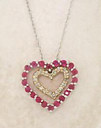 Ruby and Diamond Twp-Tone Gold Pendant Necklace