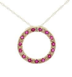 Ruby and Diamond Circle of Life Pendant Necklace w/giftbox