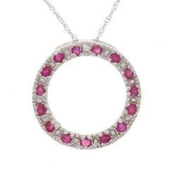 Ruby and Diamond Circle of Life Pendant Necklace