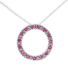 Ruby and Diamond Circle of Life Pendant Necklace w/giftbox
