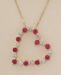 1.0cttw Ruby and Diamond 14K Gold Heart Pendant Necklacecttw 