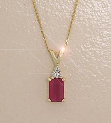 Ruby and Diamond 14K Gold Pendant Necklace