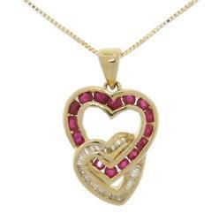Ruby and Diamond Gold Heart Pendant Necklaceruby 
