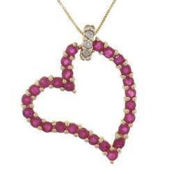 Ruby Diamond 14K Gold Heart Pendant Necklace