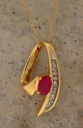 Ruby and Diamond Gold Slide Pendant Necklace