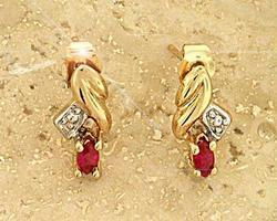 Marquise Ruby and 2-Tone Gold Stud Earringsmarquise 