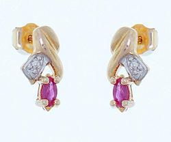 Marquise Ruby and 2-Tone Gold Stud Earringsmarquise 
