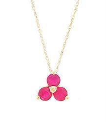 Red Delicious Ruby 14K Gold Flower Pendant Necklace