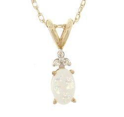 Opal and Diamond Gold Pendant Necklace
