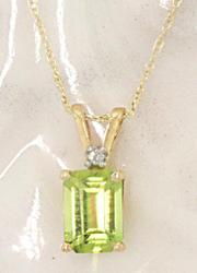 Peridot and Diamond Gold Pendant Necklace