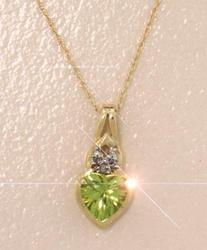 Peridot & Diamond Gold Heart Pendant Necklace