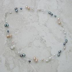 Sterling Silver and Multi-color Pearl Necklacesterling 