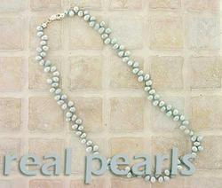 Sterling Silver Creamy Mint Pearl Necklacesterling 