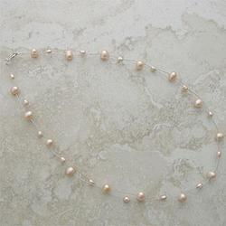 Sterling Silver Peach Pearl Necklacesterling 