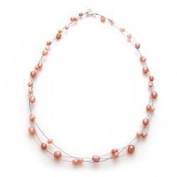 Sterling Silver Peach Pearl Necklacesterling 