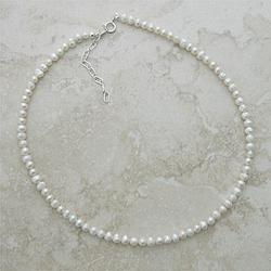 Sterling Silver Adjustable White Pearl Necklacesterling 