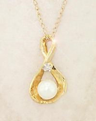 White Pearl Genuine Gold Pendant Necklacewhite 