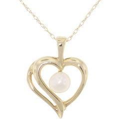 White Pearl and Gold Heart Pendant Necklacewhite 