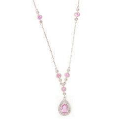 Pink Sapphire Diamond White Gold Necklacepink 