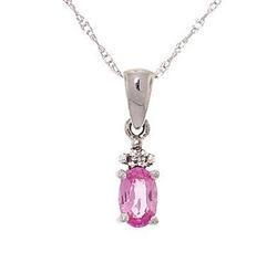 Oval Cut Pink Sapphire Diamond White Gold Dangle Pendant Necklaceoval 