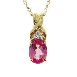 Oval Cut Pink Sapphire Diamond Gold Pendant Necklaceoval 
