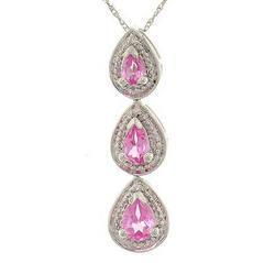 Pear Cut Pink Topaz Diamond White Gold Dangle Drop Pendant Necklacepear 