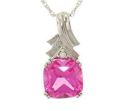 Pink Topaz Diamond White Gold Pendant Necklacepink 