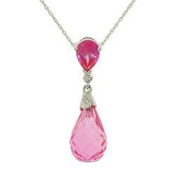 Briolette Cut Pink Topaz Diamond White Gold Dangle Pendant Necklacebriolette 