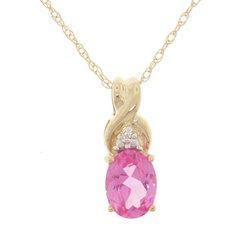 Oval Pink Topaz and Diamond Gold Pendant Necklaceoval 