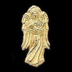 14K White Gold Angel & Harp Lapel Pinwhite 