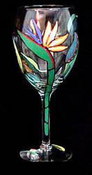Bird of Paradise Design - Hand Painted - Grande Wine - 16 oz..bird 