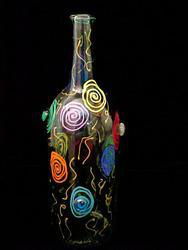 Birthday Balloons Design - Hand Painted -  Wine Bottle with Hand Painted Stopperbirthday 