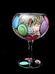 Birthday Balloons Design - Hand Painted - Grande Goblet - 17.5 oz..birthday 