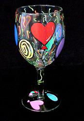 Birthday Balloons Design - Hand Painted - Grande Wine - 16 oz..birthday 