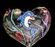 Dazzling Dolphin Design - Hand Painted - Heart Shaped Box - 2 pieces - 4.5 inch diameter