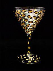 Gold Leopard Design - Hand Painted - Martini - 7.5 oz.gold 