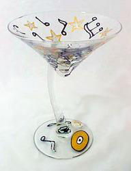 Musical Stars Design - Hand Painted - Sexy Martini - 7 oz. (curved stem)musical 