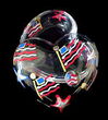 Stars & Stripes Design - Hand Painted - Heart Shaped Box - 2 pieces - 4.5 inch diameter