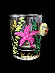 Stars of the Sea Design - Hand Painted - Collectible Shot Glass - 2 oz.stars 