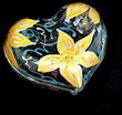 Sunflower Majesty Design - Hand Painted - Heart Shaped Box - 2 pieces - 4.5 inch diameter