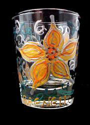 Sunflower Majesty Design - Hand Painted - Collectible Shot Glass - 2 oz.sunflower 