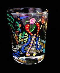 Tees & Greens Design - Hand Painted - Collectible Shot Glass - 2 oz.tees 