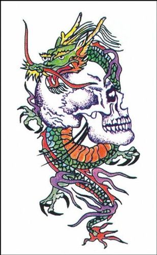 Tattoo Skull w/Dragon Case Pack 2