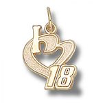 I Heart 18 Charm - Nascar - Racing in 14kt Yellow Gold - Adorable