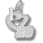 I Heart 20 Charm - Nascar - Racing in Sterling Silver - Attractive