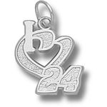 I Heart 24 Charm - Nascar - Racing in Sterling Silver - Flattering
