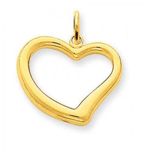 Heart Charm in Yellow Gold - 14kt - Glossy Polish - Eye-Popping - Women