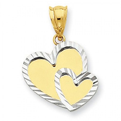 Heart Charm in 14kt Rhodium Plated Yellow Gold - Mirror Finish