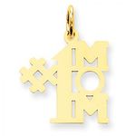 Number 1 Mom Charm in 14kt Yellow Gold - Mirror Polish - Impressive - Women